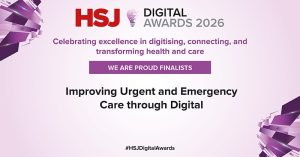 A banner announcing the award shortlisting for the Emergency Care Team at King's